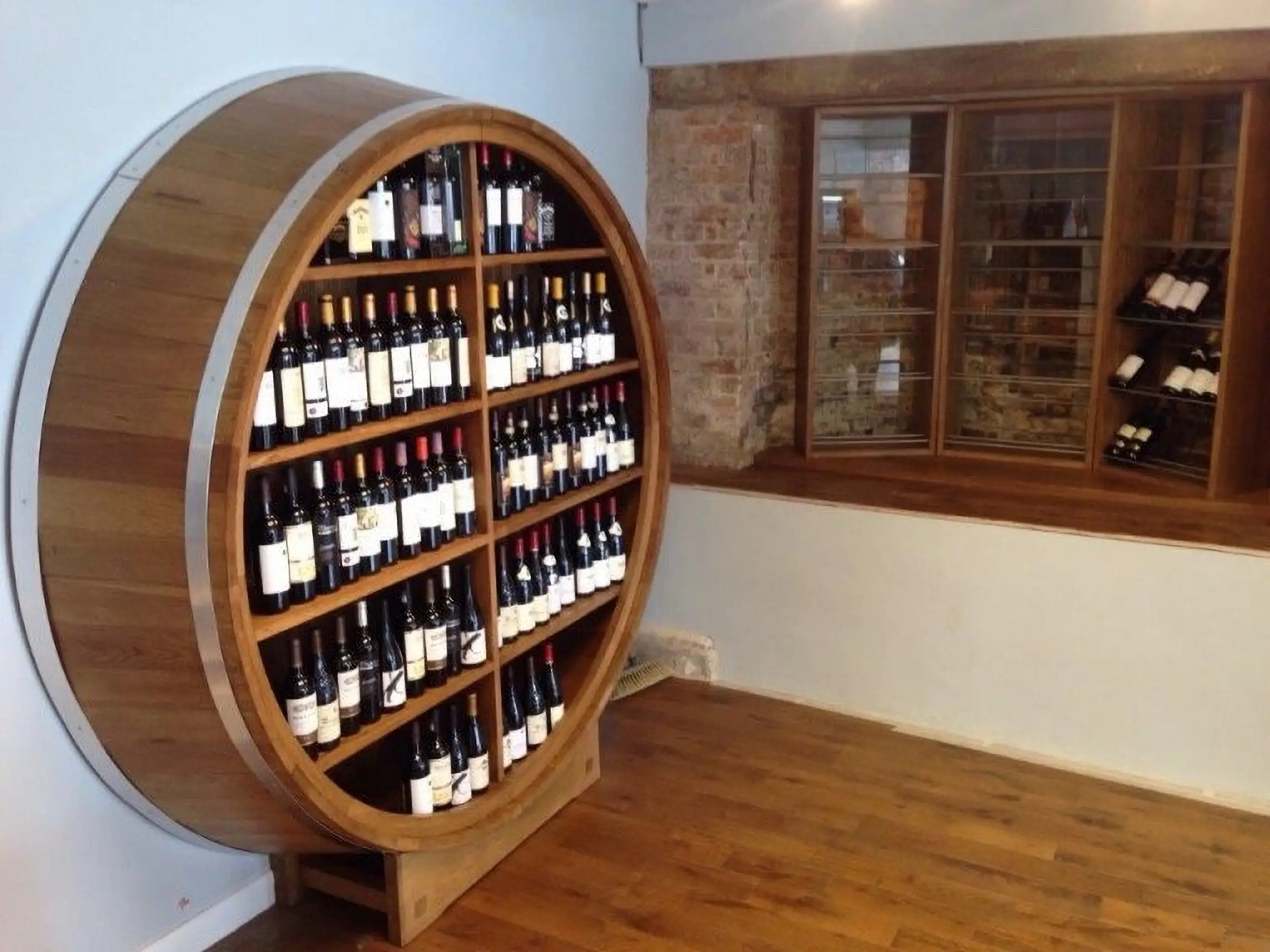 Bespoke wine rack hand-built from a section of wine barrel