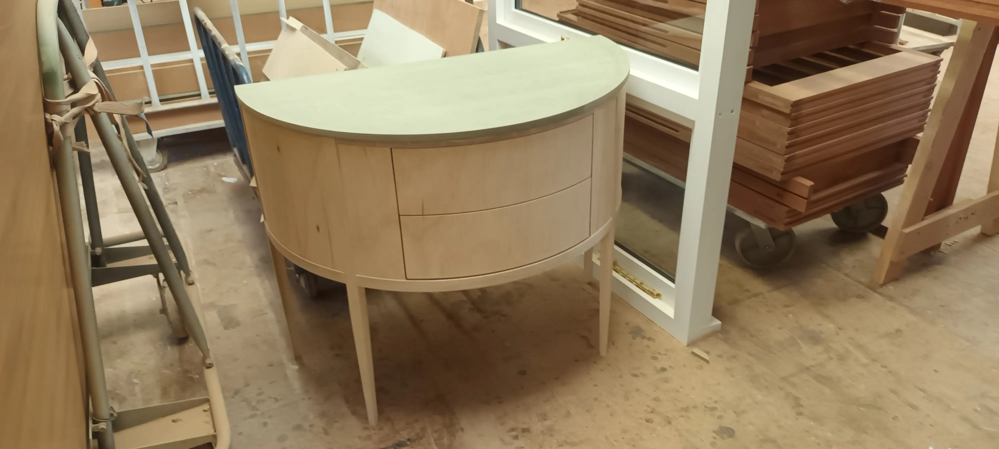 Bespoke cabinet under finishing at the Forest Joinery workshop in Uckfield